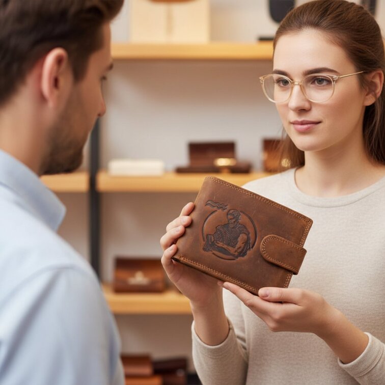 Pánská kožená peněženka se znamením Vodnář