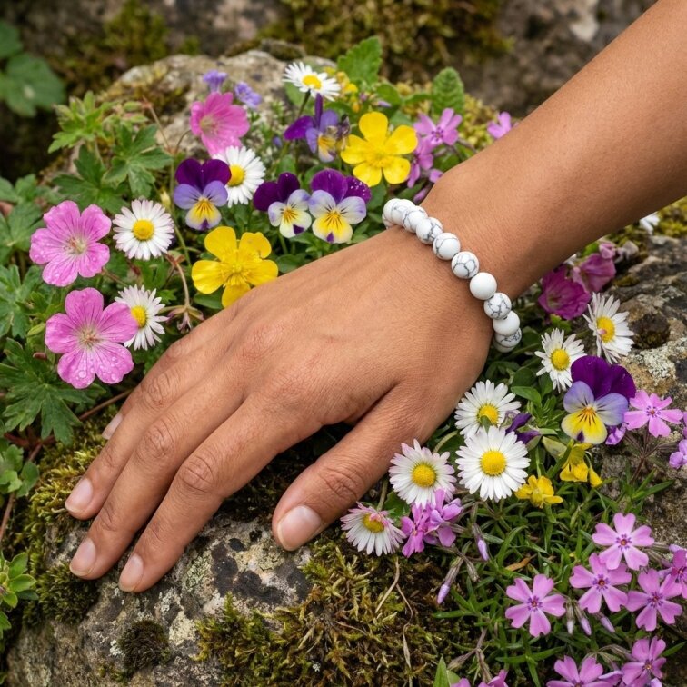 Elegantní natahovací náramek s mramorovým vzorem, 20 cm