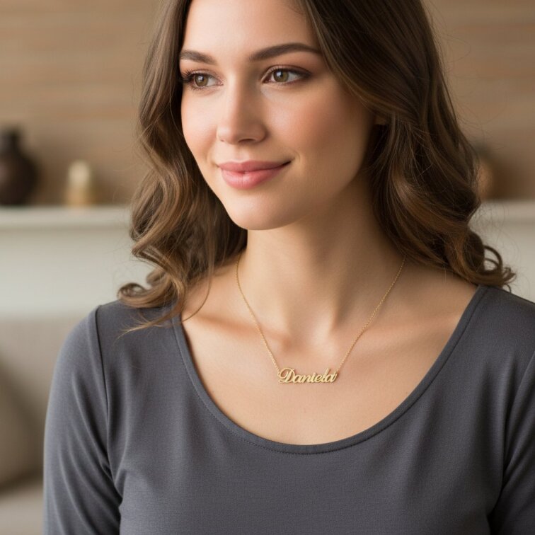 Řetízek z oceli se jménem Daniela zlatá ocel