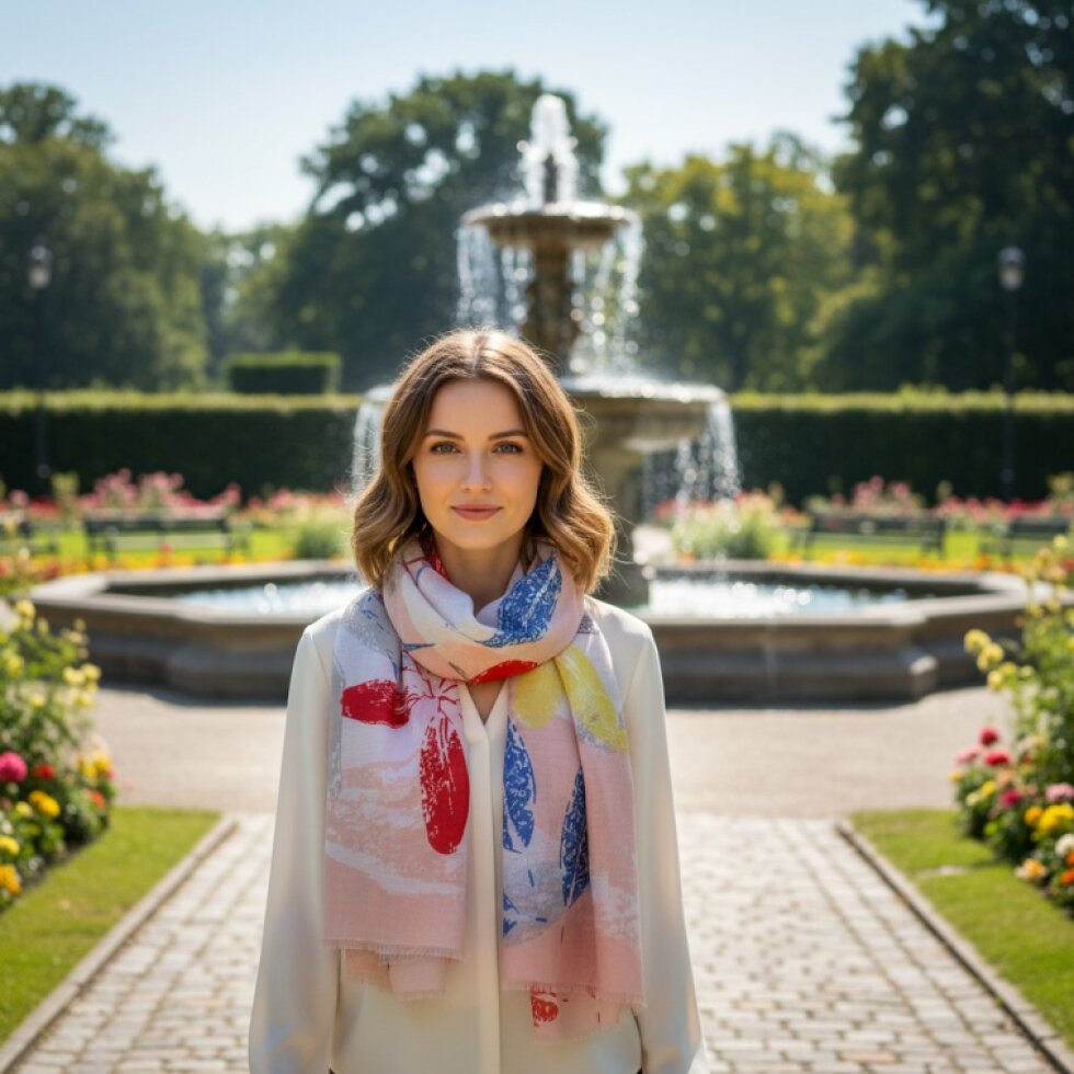 Dámská šála Rozária-wa-151 s květinovým vzorem 180×90 cm