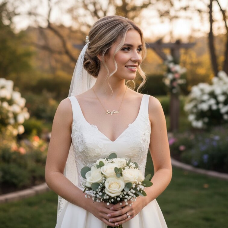 Řetízek z oceli se jménem Sofia zlatá ocel