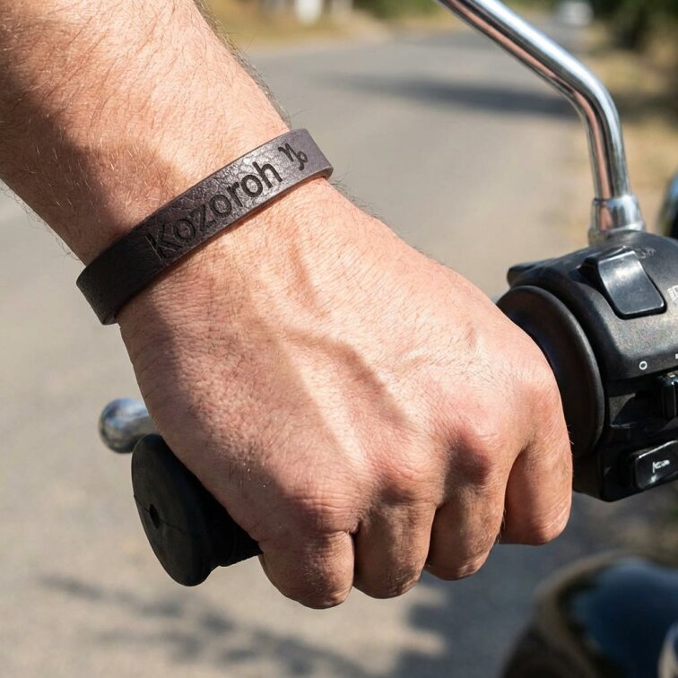 Pánský kožený náramek hnědý se znamením Kozoroh