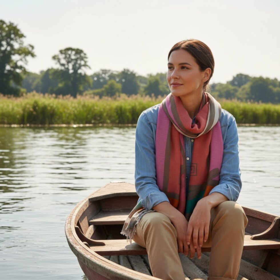 Dámský šátek s barevným lemem 185x90cm,Lemira-wa-149