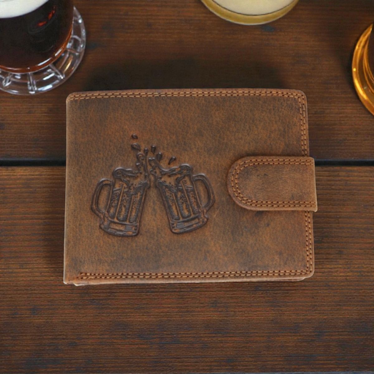 Pánská kožená peněženka hnědá s motivem Piva