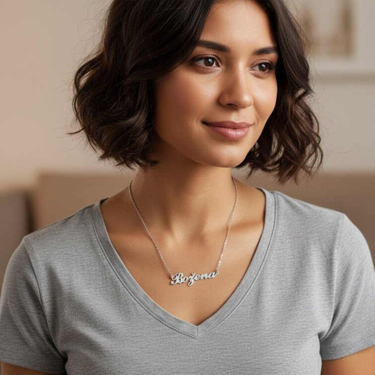 Řetízek z oceli se jménem Božena stříbrný