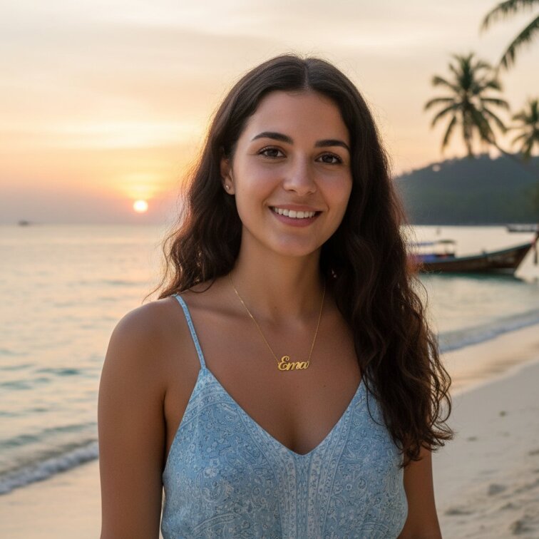 Řetízek z oceli se jménem Ema zlatá ocel