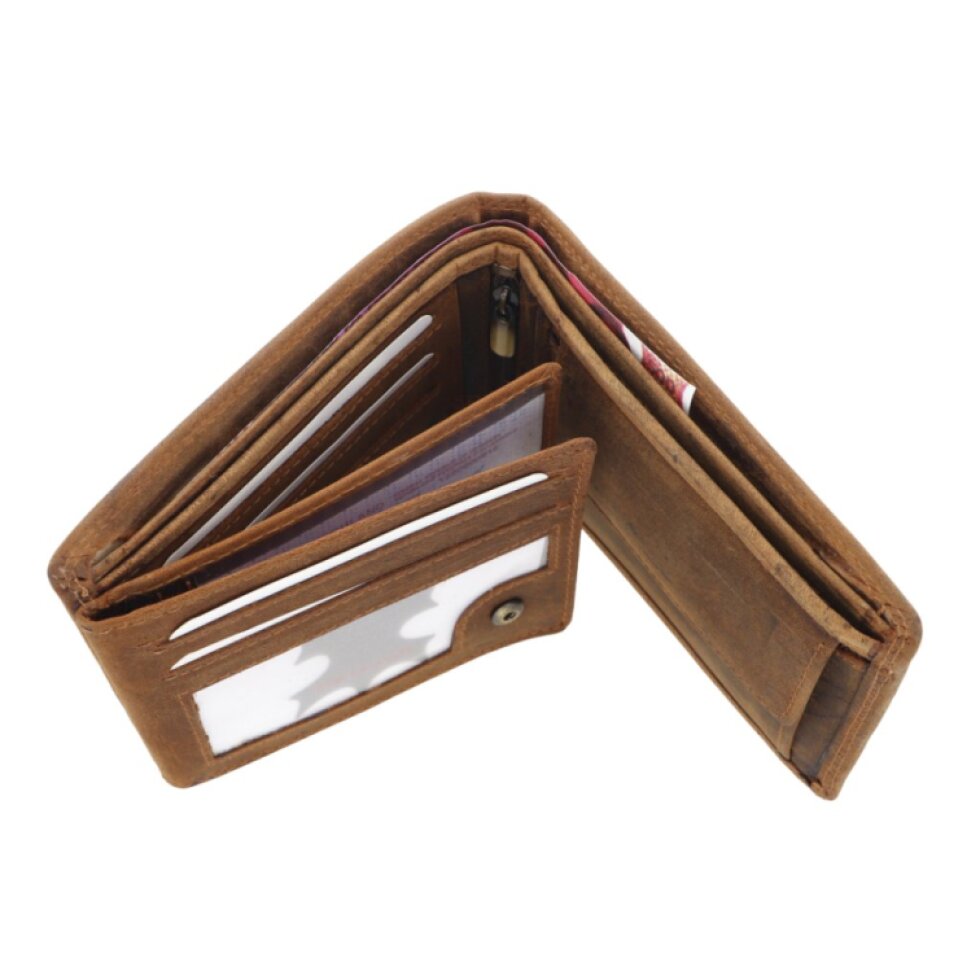 Pánská kožená peněženka hnědá s motivem Buldočka