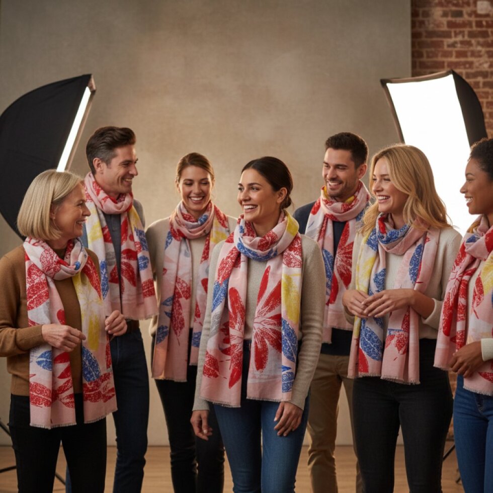 Dámská šála Rozária-wa-151 s květinovým vzorem 180×90 cm