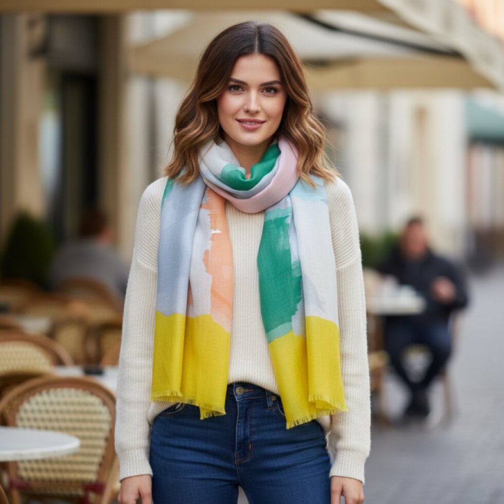 Barevný šátek Harmonie 180x86 - Bavlna a Viskóza