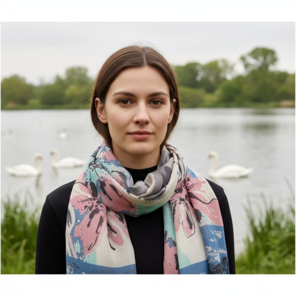 Elegantní dámský šátek Rozkvět-wa-170, 180×87 cm, květinový vzor