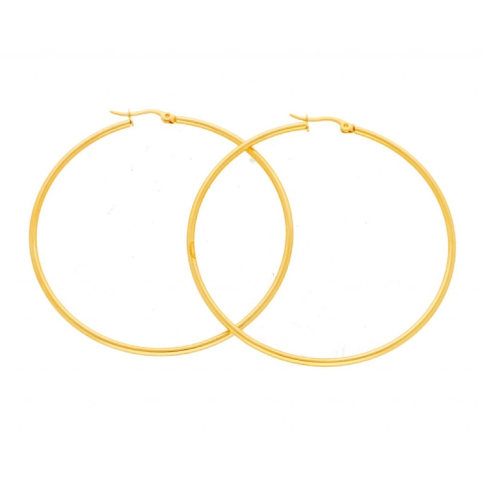 Náušnice ocelové kruhy zlaté 4,5 cm