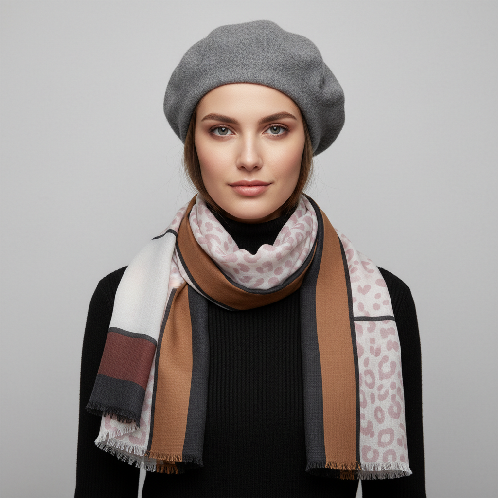 Wildora-wa Barevný šátek 180x78 cm - Zvířecí a Geometrický Vzor