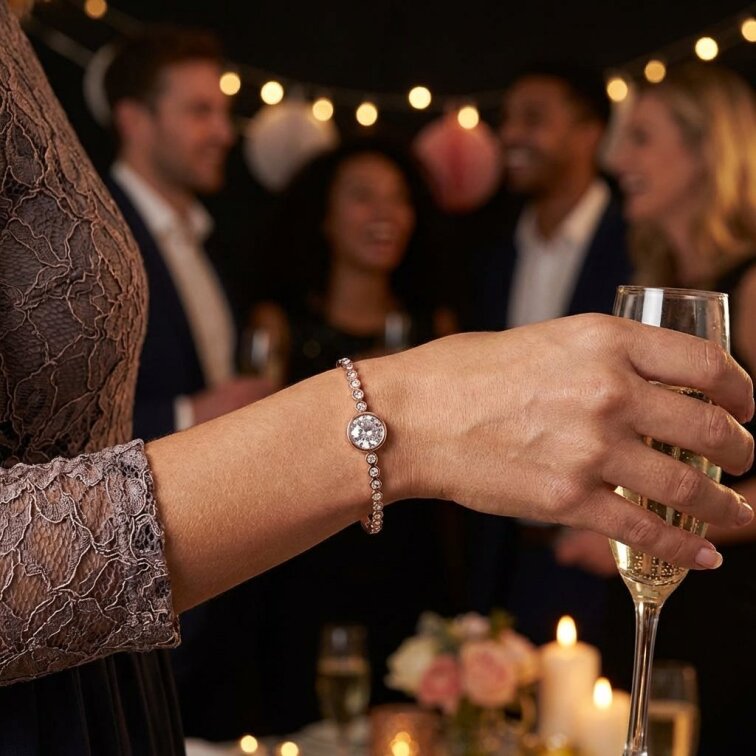 Dámský náramek Pink Gold s okem a zirkony