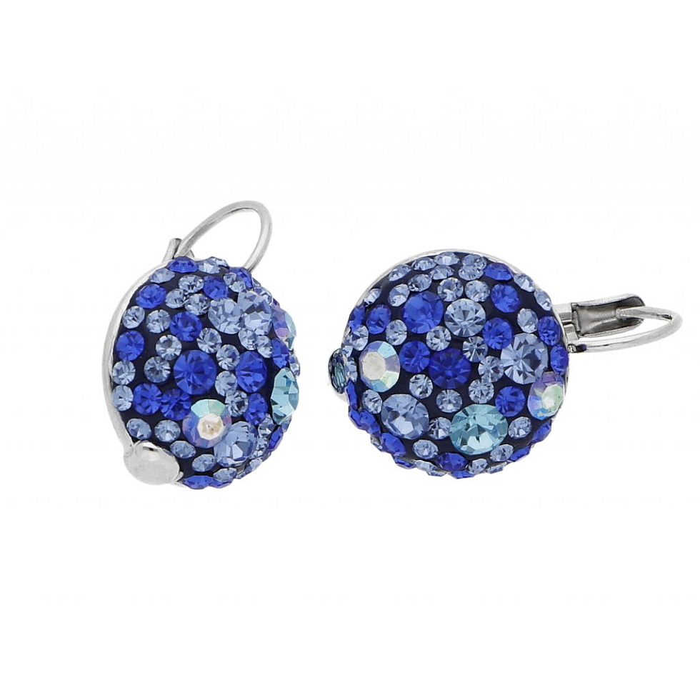 Elegantní stříbrné náušnice kruhy blue KLJ564 z chirurgické oceli