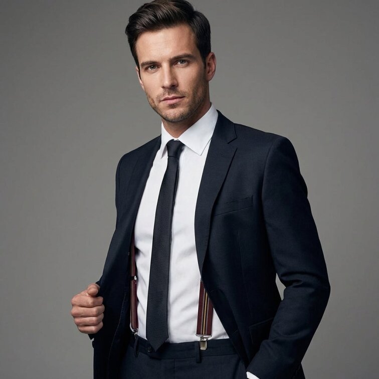 Kšandy pánské, bordové pruhované MB2046