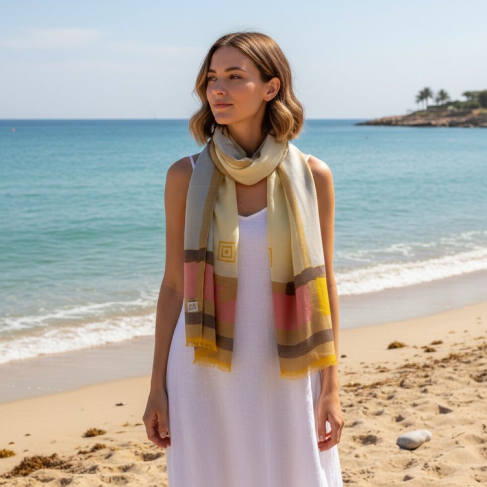 Dámský šátek s barevným lemem 185x90cm,Lemira-wa-148