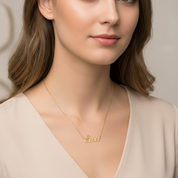 Řetízek z oceli se jménem Ema zlatá ocel