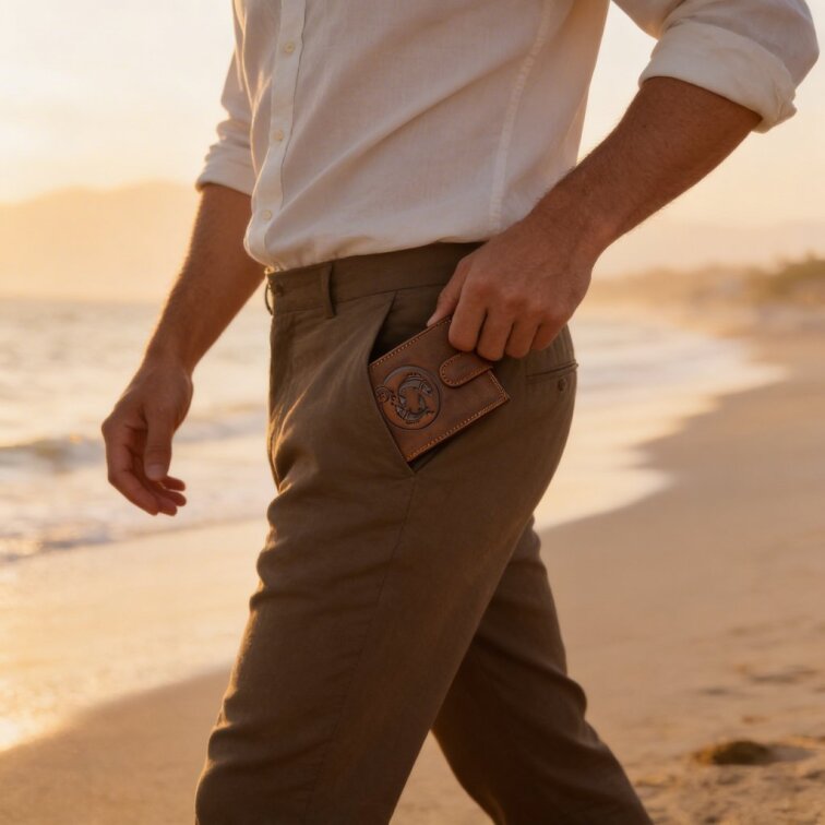 Pánská kožená peněženka se znamením Ryby