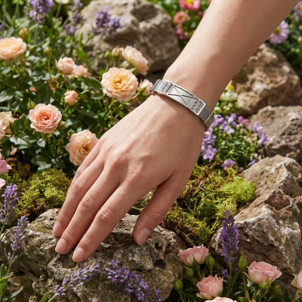 Náramek stříbrný z chirurgické oceli CKR776