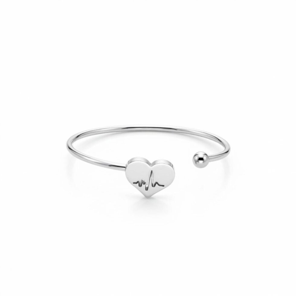 Stříbrný Náramek z Chirurgické Oceli s Srdíčkem CKR774