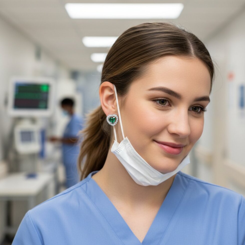 Nerina-EW 321 Ocelové náušnice se zeleným zirkonem