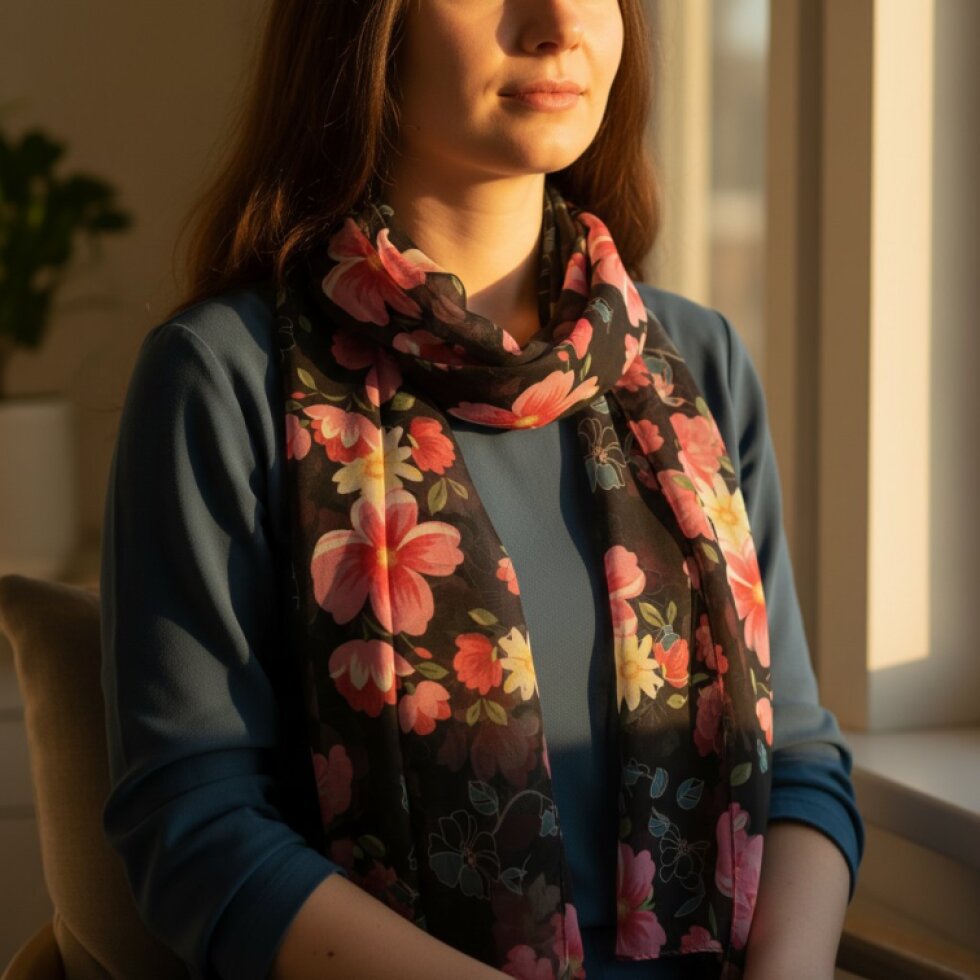 Dámska farebná šatka s květinovým vzorom 180 × 70 cm, Florela-wa-138