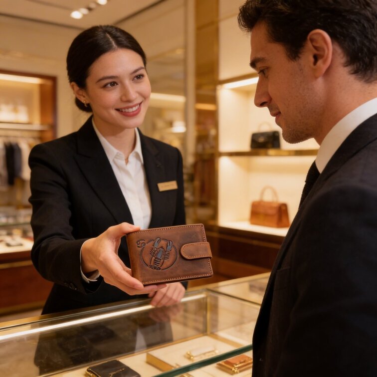 Pánská kožená peněženka se znamením Rak