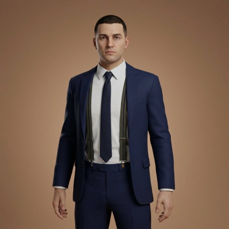 Kšandy pánské, modro - zelené pruhované MB2054