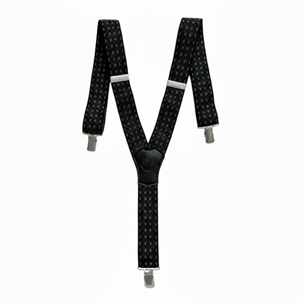 Elegantní pánské šedé kšandy MB2061 s koženkovým středem