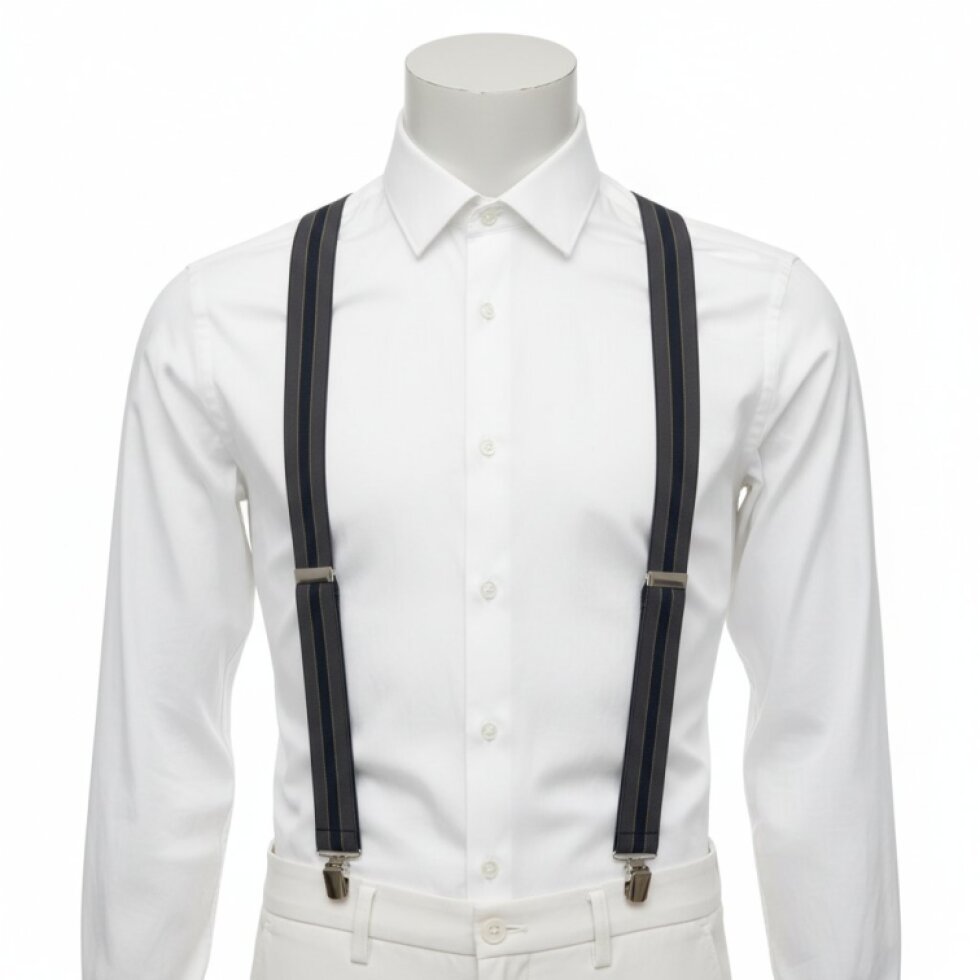 Kšandy pánské, modro - šedé pruhované MB2055