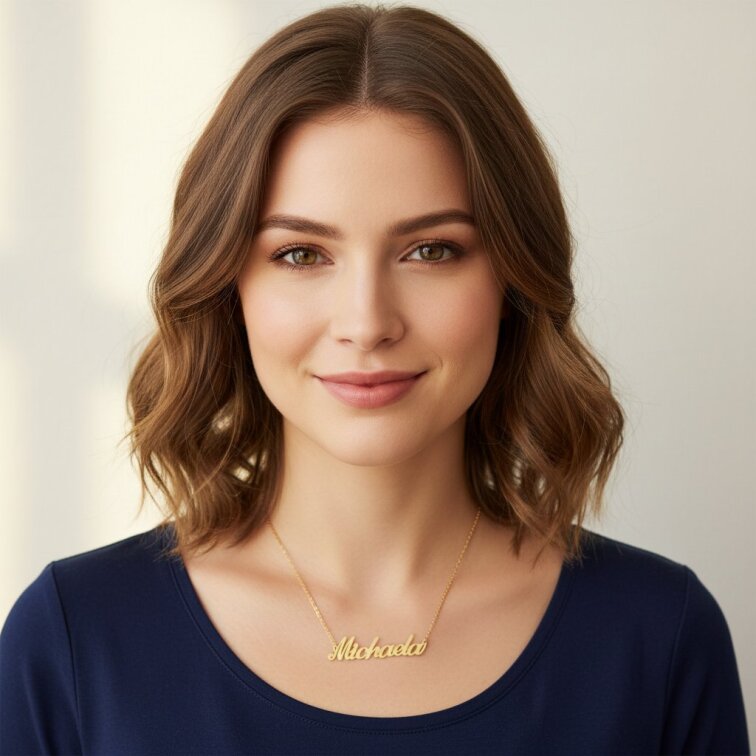 Řetízek z oceli se jménem Michaela zlatá ocel