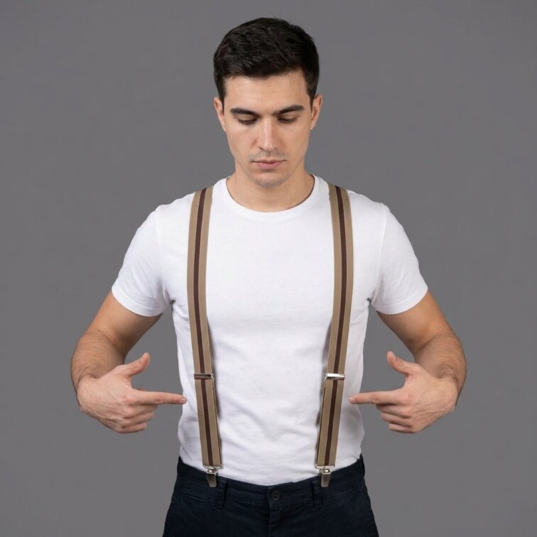 Kšandy pánské, hnědé pruhované MB2050