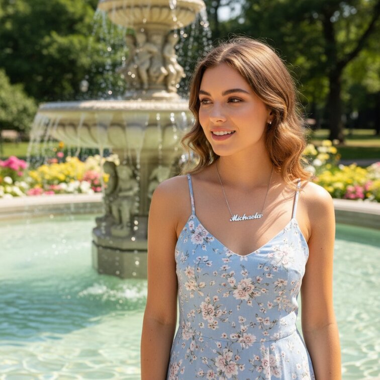 Řetízek z oceli se jménem Michaela stříbrný