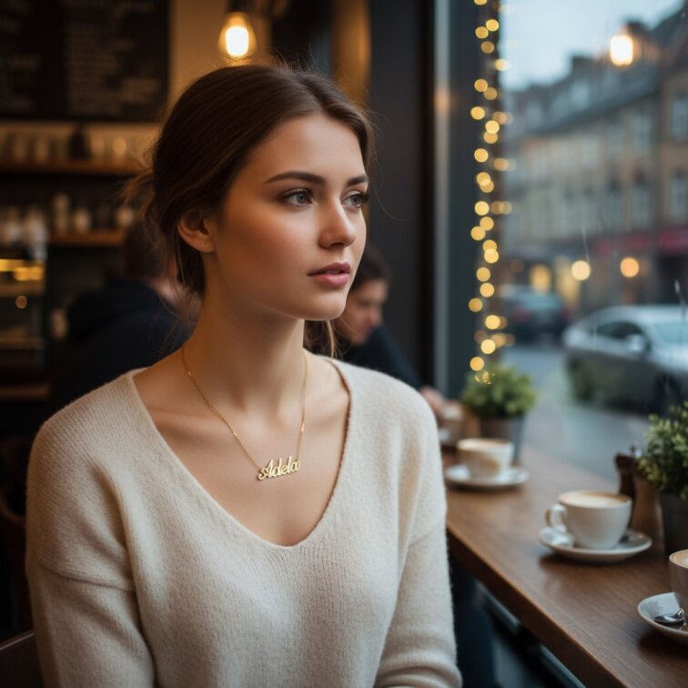 Řetízek z oceli se jménem Adela zlatá ocel