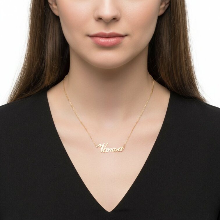 Řetízek z oceli se jménem Vanesa zlatá ocel