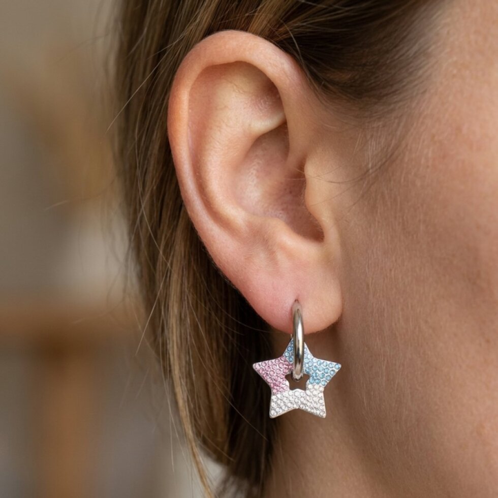 Náušnice barevné hvězdičky z chirurgické oceli se zirkony