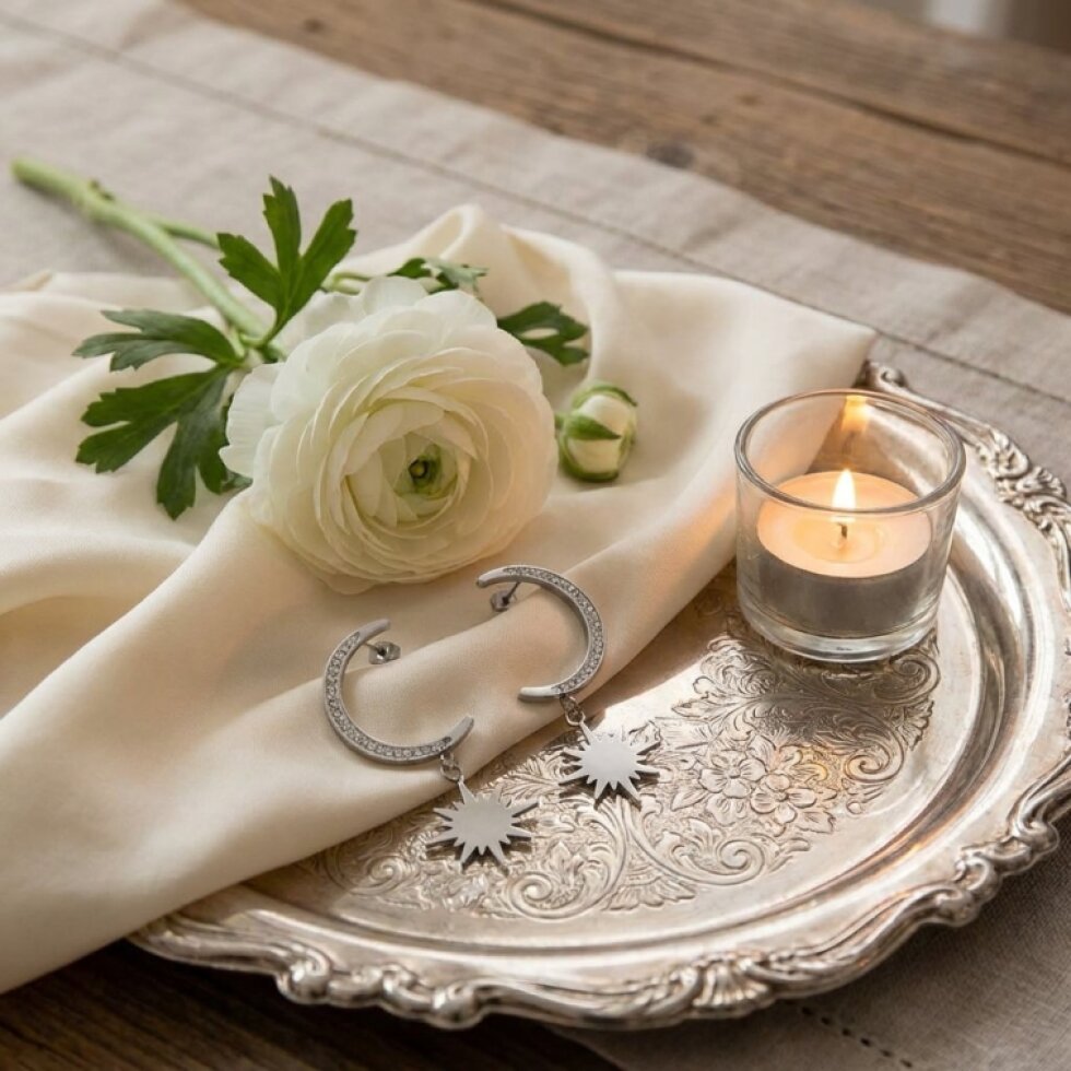 Elegantní náušnice Měsíc a Hvězda s třpytivými zirkony