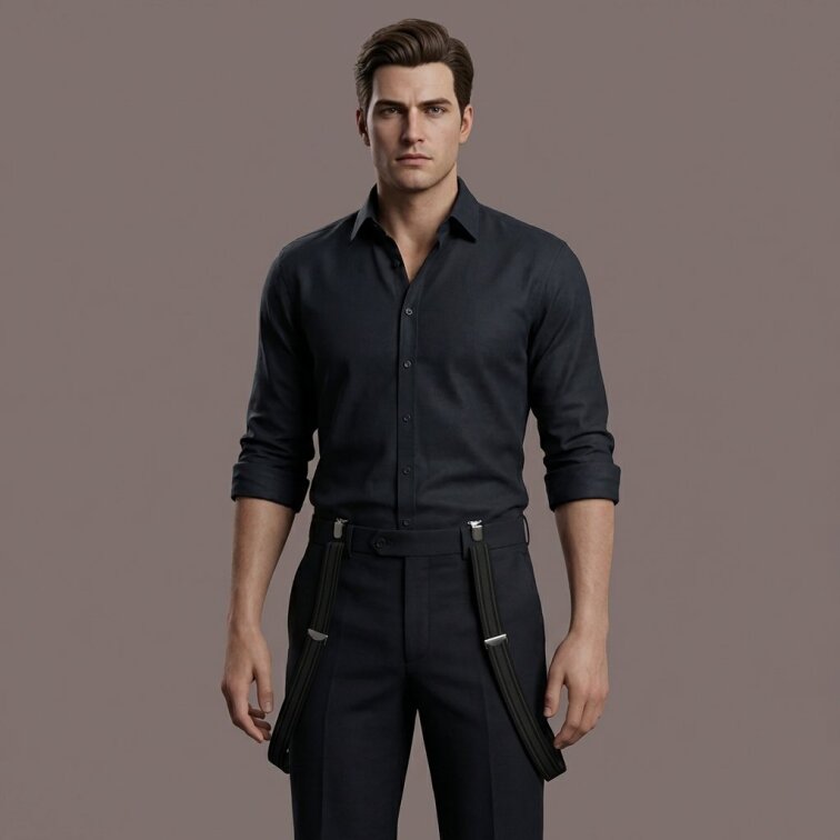 Kšandy pánské, šedé pruhované MB2045