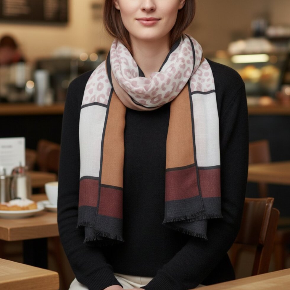 Wildora-wa Barevný šátek 180x78 cm - Zvířecí a Geometrický Vzor