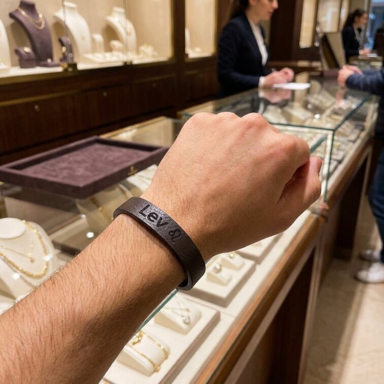 Pánský kožený náramek hnědý se znamením Lev