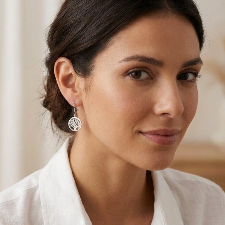 Ocelové náušnice Strom života