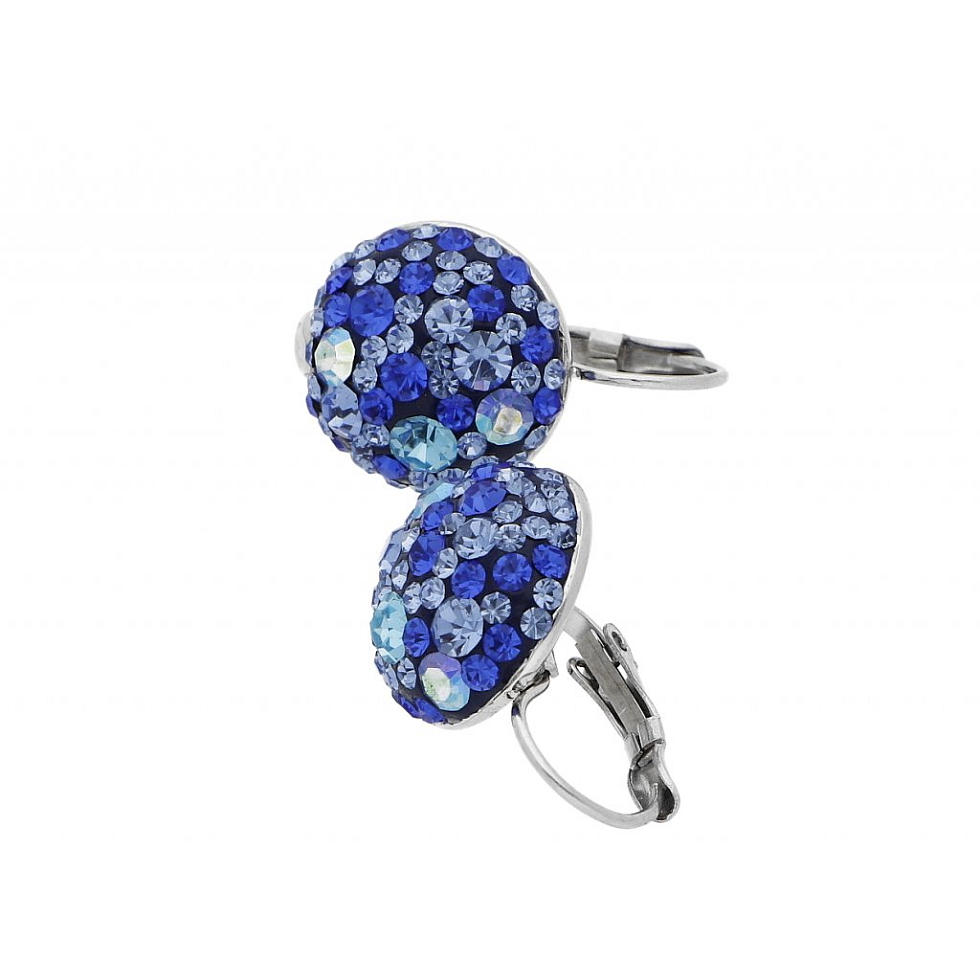 Elegantní stříbrné náušnice kruhy blue KLJ564 z chirurgické oceli