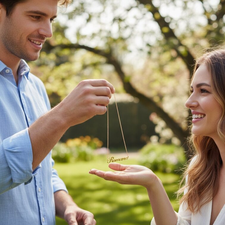 Řetízek z oceli se jménem Romana zlatá ocel