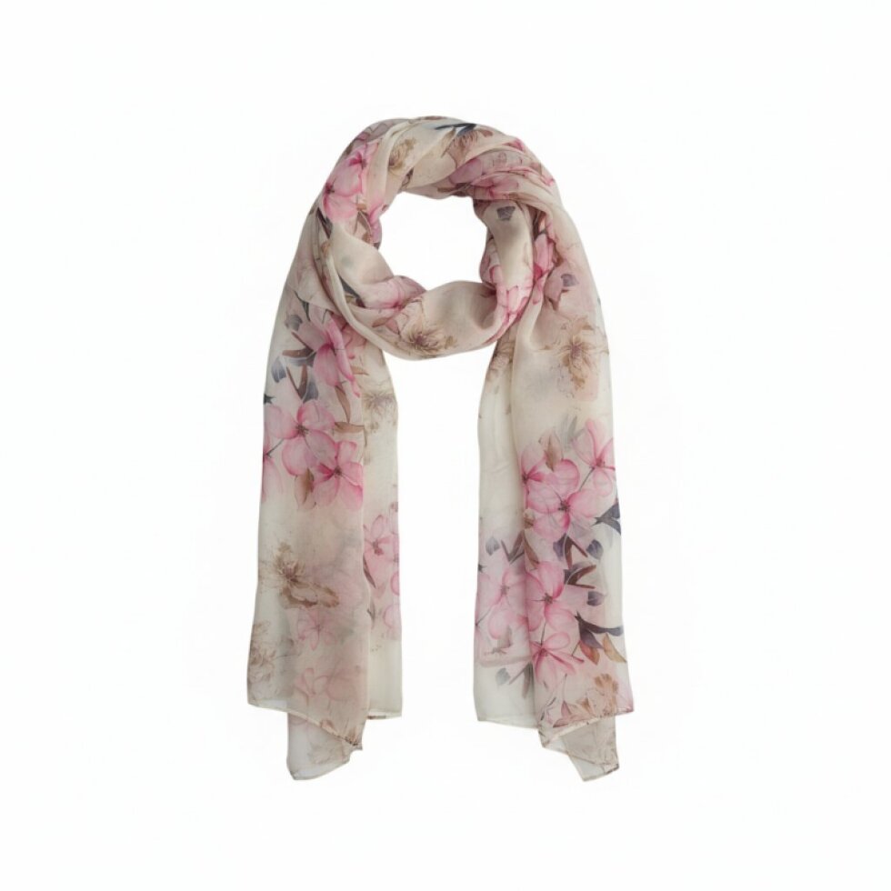 Dámská šála Florela 180x70 cm, květinový vzor, 100% silk feeling