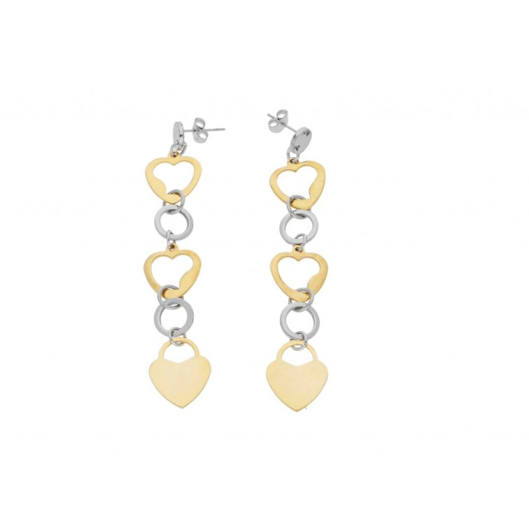 Ocelové visací náušnice se srdíčky - Elegantní šperk