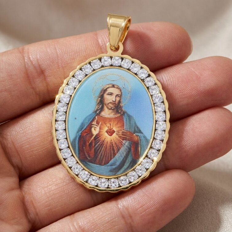 Přívěsek Ježis s krystalky Gold