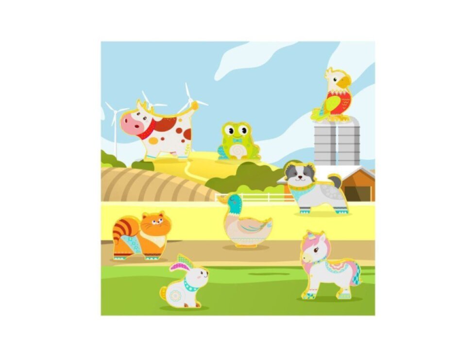 PicassoTiles - Magnetická stavebnice s farmářskými zvířaty (8 ks)