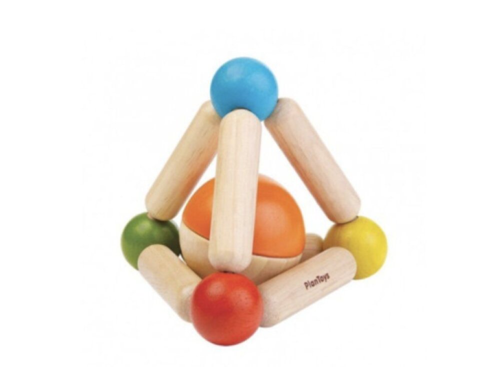 PlanToys Tvarovací chrastítko - Triangle - základní barvy