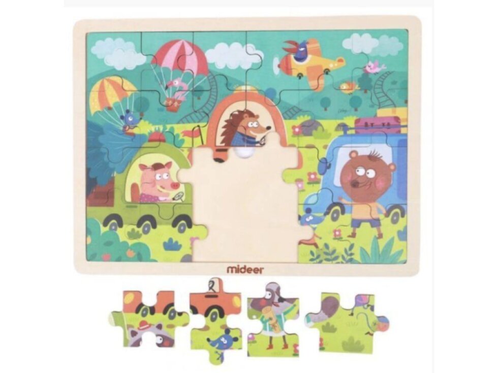 DŘEVĚNÉ BABY PUZZLE CESTUJEME 24 DÍLKŮ