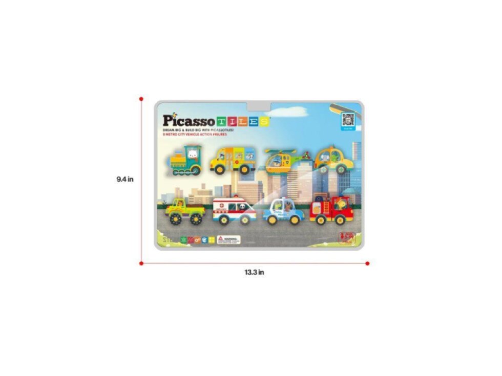 PicassoTiles - Magnetická sada Metro City s vozidly (8 ks)